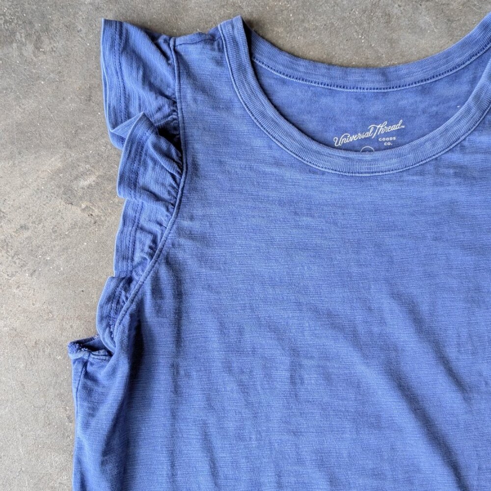 Universal Thread Blue Ruffle Sleeve Mini Shift Dr… - image 3